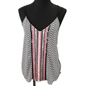 Express Sequin Tank Top Black Pink size M Strappy Back McBling Y2K V-Neck